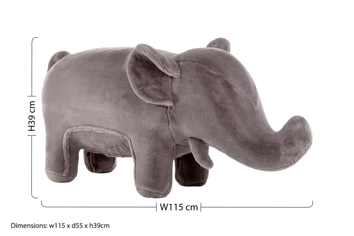 Jungle Safari Grey Faux Fur Elephant Kids Stool
