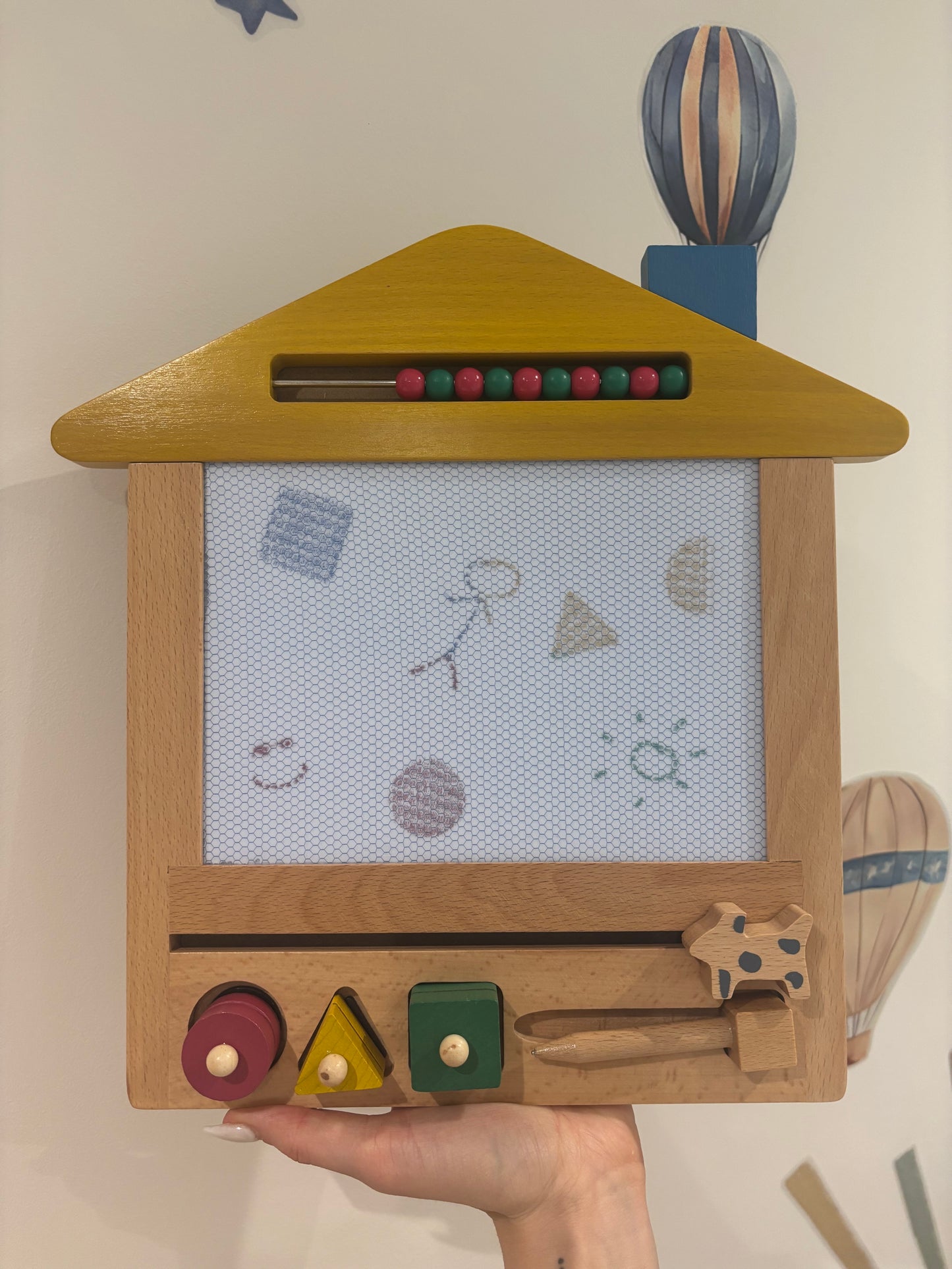 Wooden Magnetic Drawing Board with Shapes