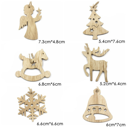 Pendentif décoratif en bois en forme de flocon de neige et d'élan pour Noël
