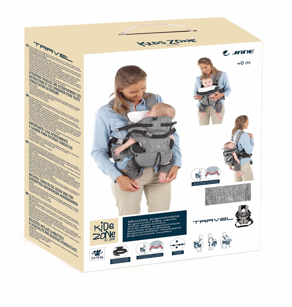 Jane Travel Baby Carrier – 3 Position, Breathable with Lumbar Support (Birth to 15kg)