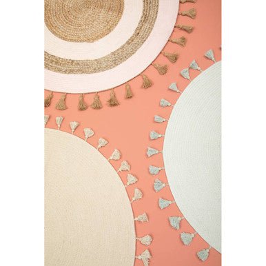 Kids Blue Round Rug with Tassels | Kids Rugs