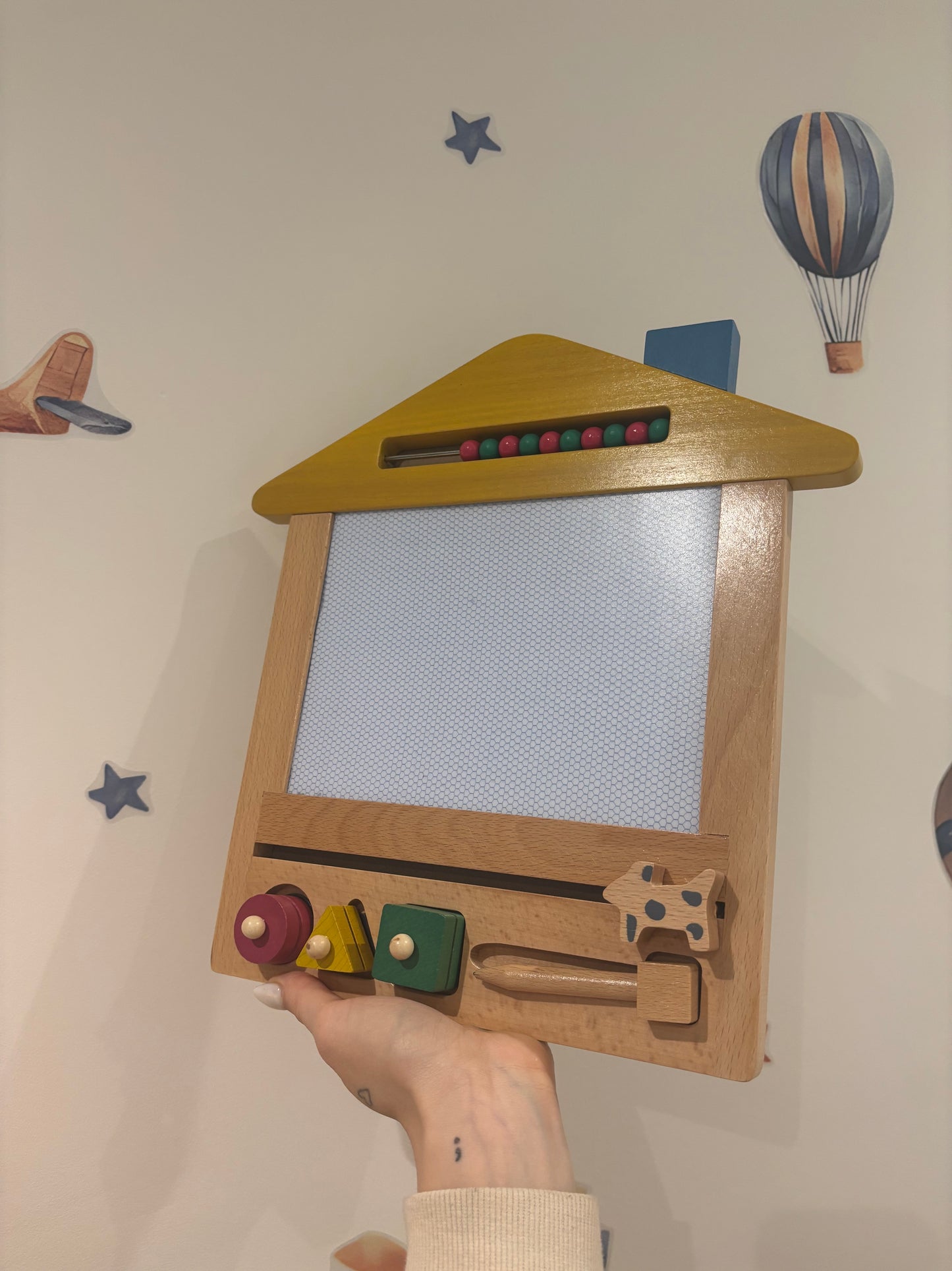 Wooden Magnetic Drawing Board with Shapes