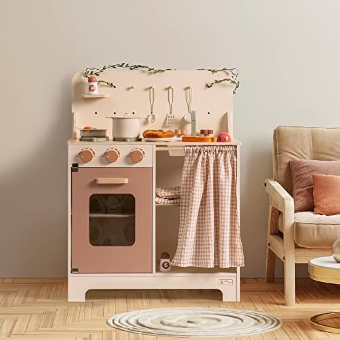 ROBUD Play Kitchen Children's Toy, Wooden Toy Kitchen with Accessories, Gift for Girls Children