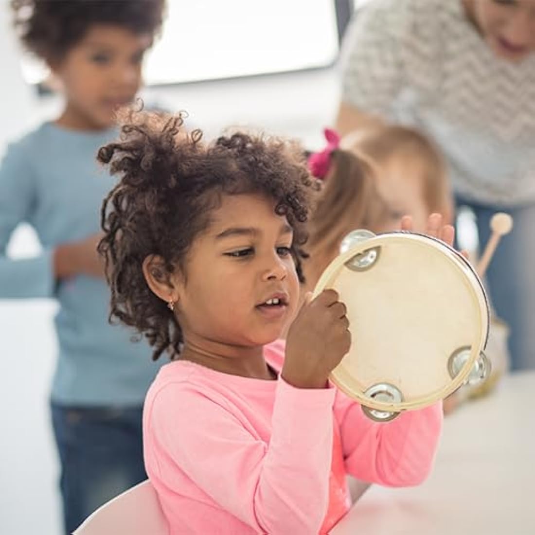 Stoie's Wooden Kids Musical Instruments for 1-9 years old, with Drum, Hand Bells, Flute, Maracas, Castanet, Tambourine, for Babies and Toddlers, Durable, Safe, Montessori Educational Toy, Storage Bag