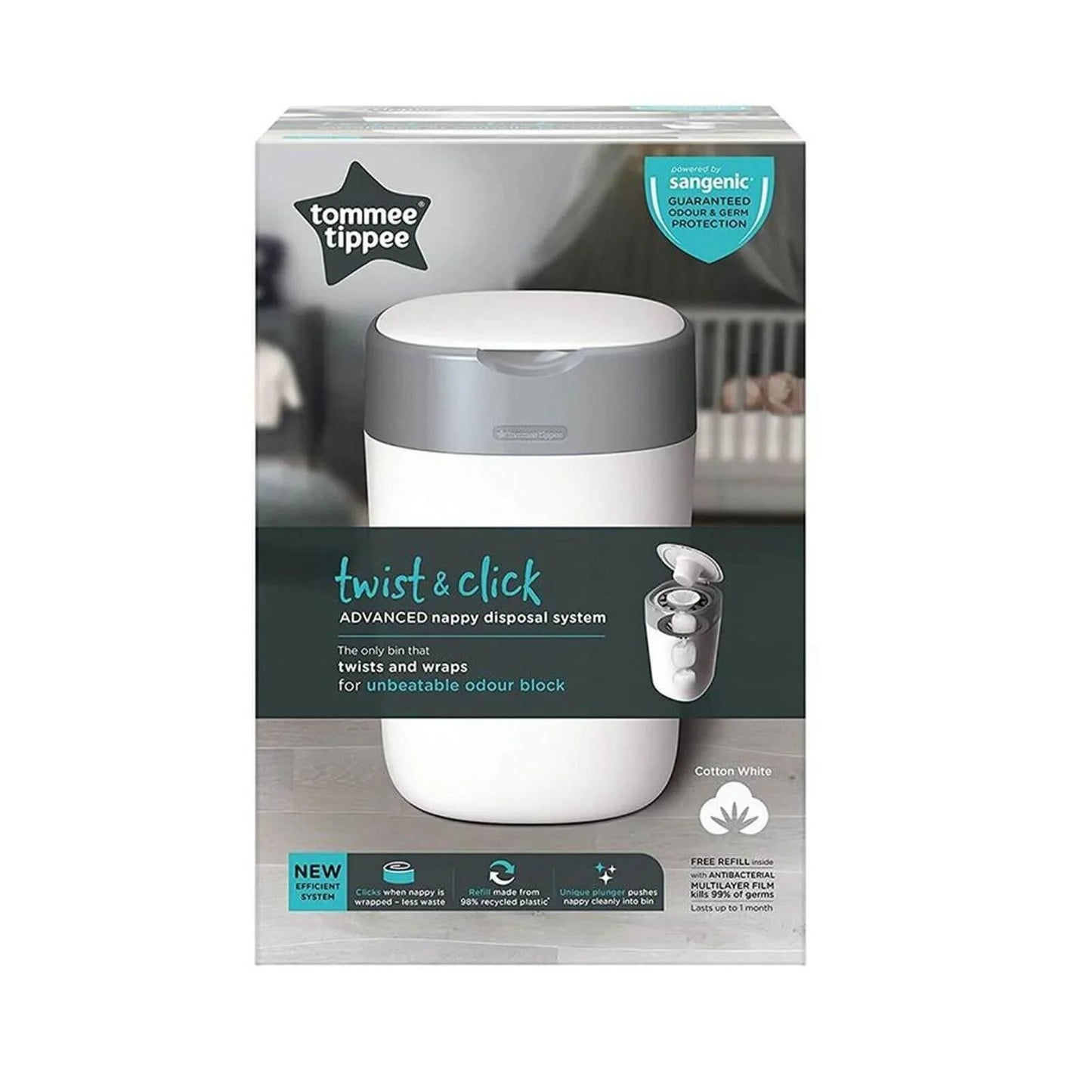 Bac à couches jetables Tomme Tippee Twist & Click - Blanc