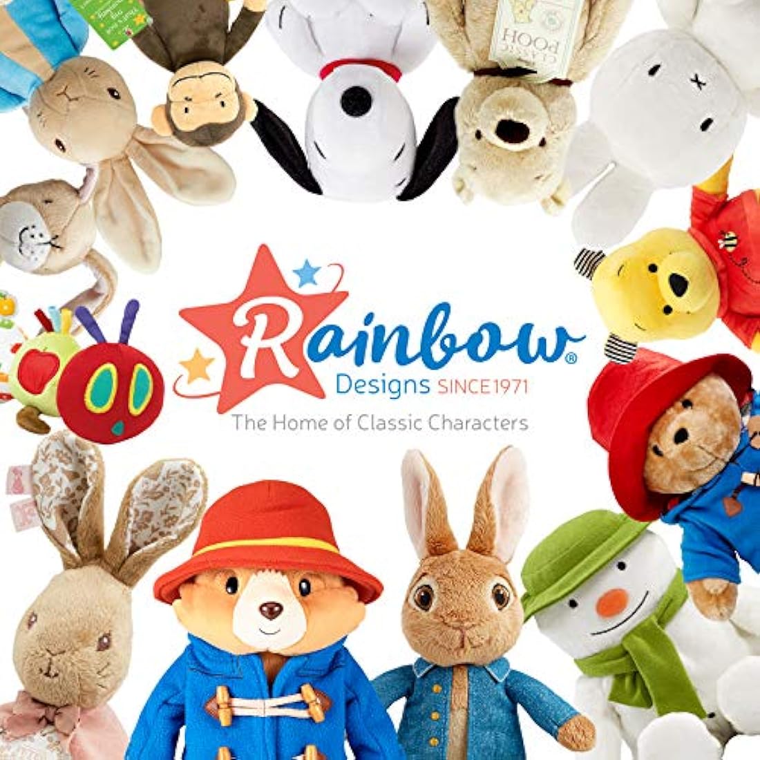 Rainbow Designs Commemorative Paddington Bear Teddy with Scarf - Inspired by Peggy Fortnum's Illustrations - Premium Quality, Large Cuddly Paddington Toy