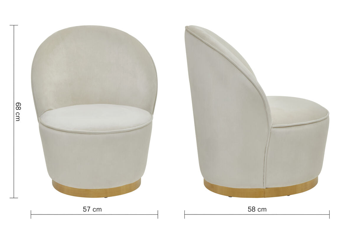 Tamra Cream Velvet Kids Tub Chair