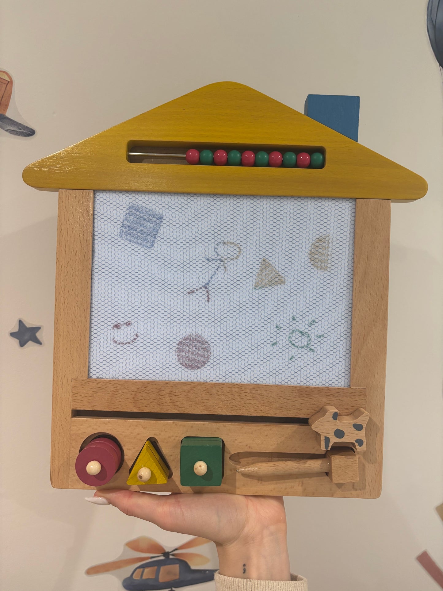 Wooden Magnetic Drawing Board with Shapes