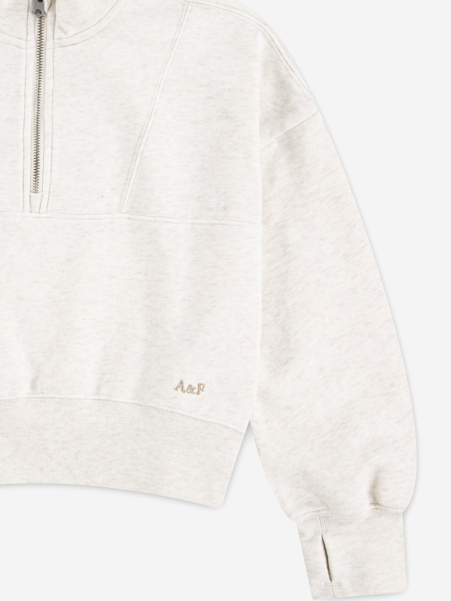 Abercrombie & Fitch Girls Essential 1/4 Zip Pullover in Ivory
