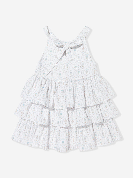 Atelier Choux Girls Camille AOP Halterneck Dress in Ivory