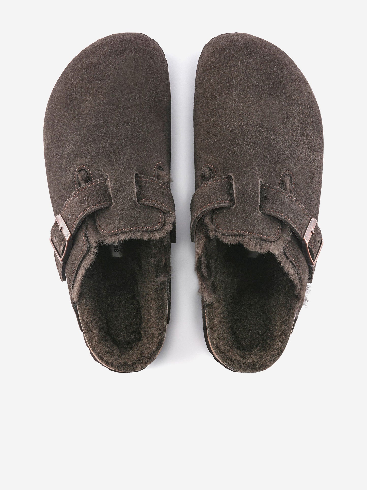 BIRKENSTOCK Boston Shearling Suede Clogs in Brown
