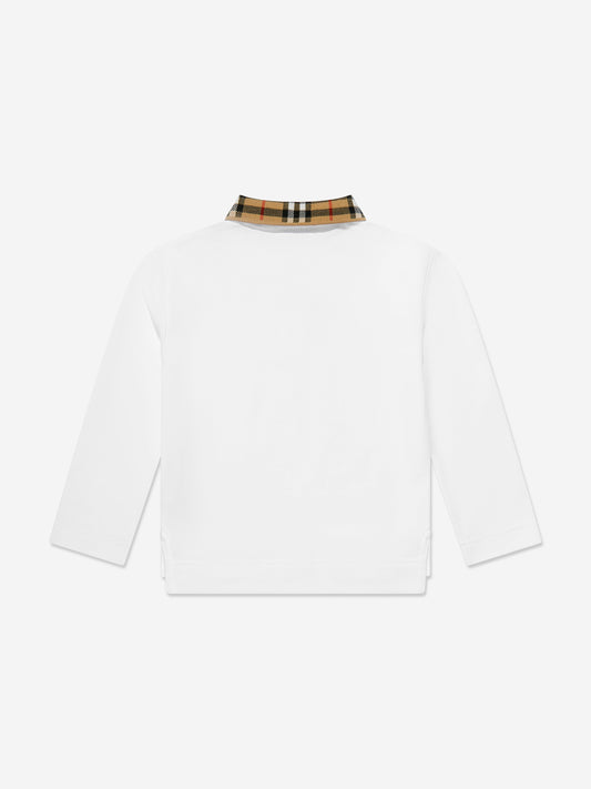 Burberry Boys Johane EKD Long Sleeve Polo Shirt in White