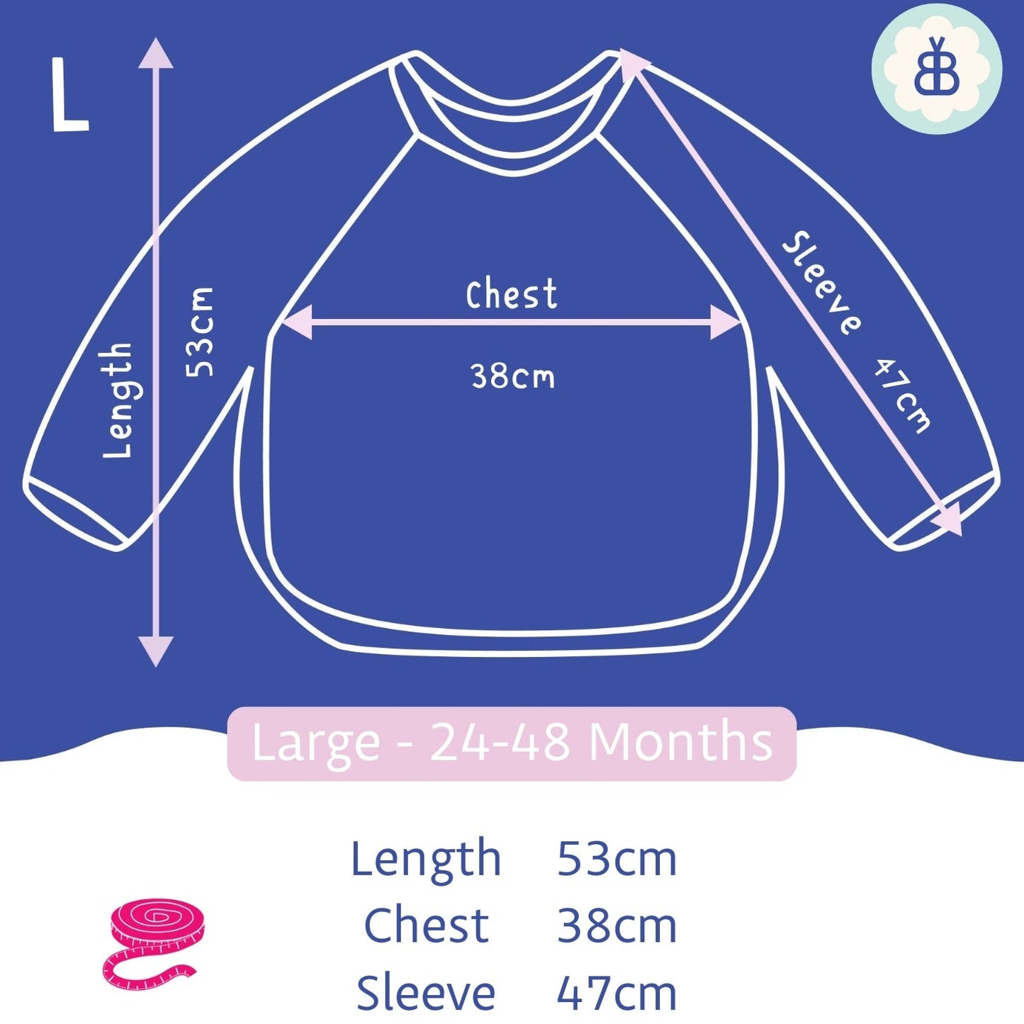 Long Sleeved Baby Bib - Blue Harlequin
