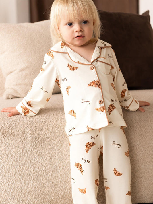 Cozy Crew Club Kids Mini COZY Croissant Club Pyjamas in Ivory