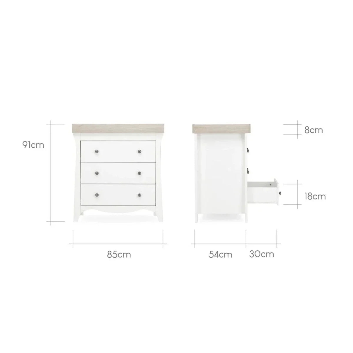 CuddleCo Clara 2 Piece Nursery Furniture Set - White & Ash