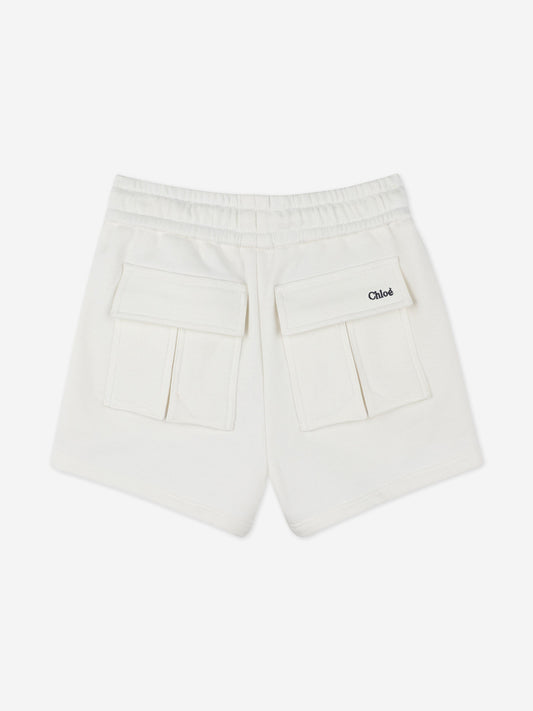 Chloé Girls French Terry Shorts in Ivory
