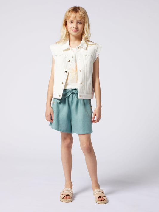 Chloé Girls Scalloped Gilet in Ivory