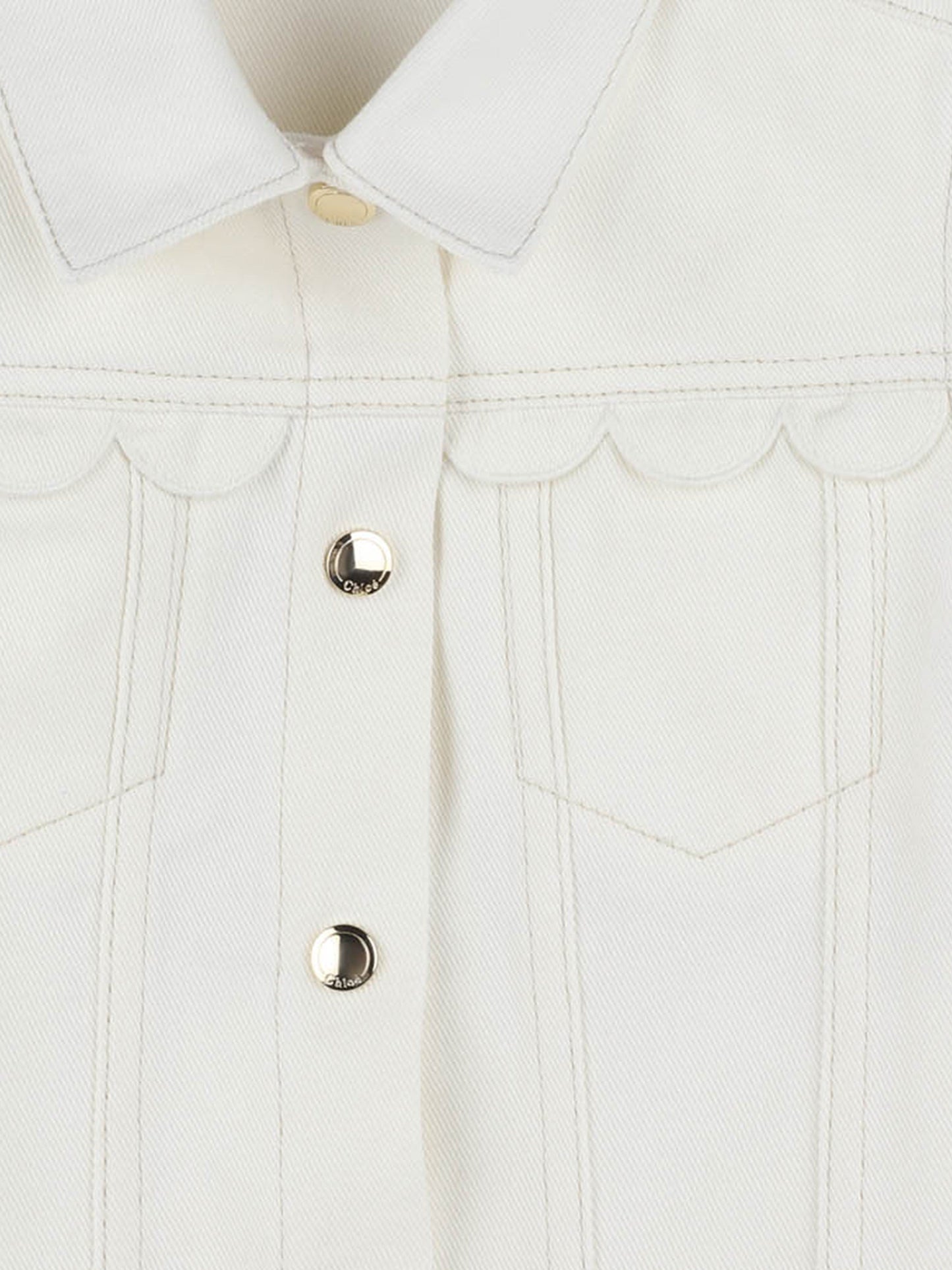 Chloé Girls Scalloped Gilet in Ivory
