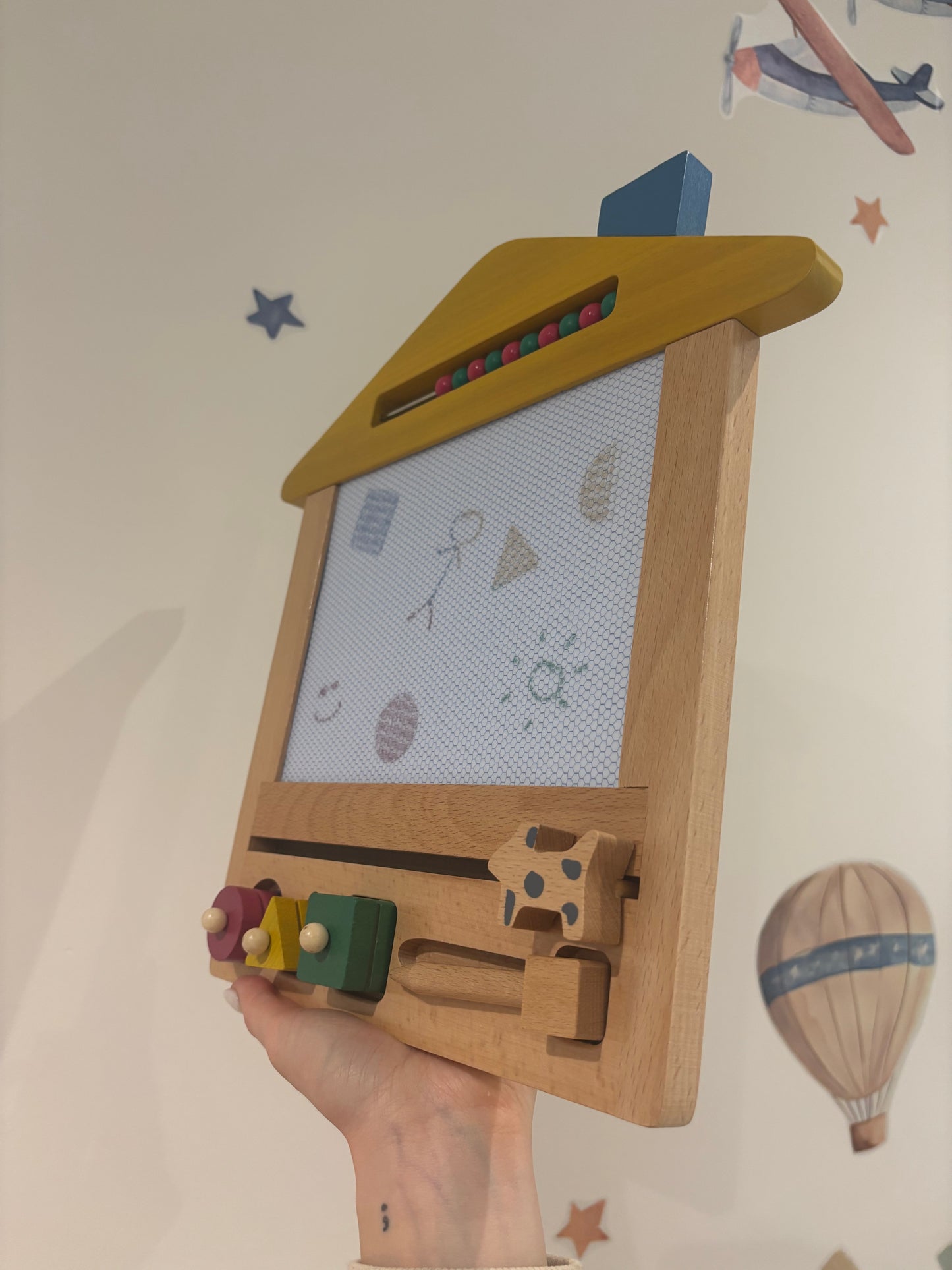 Wooden Magnetic Drawing Board with Shapes