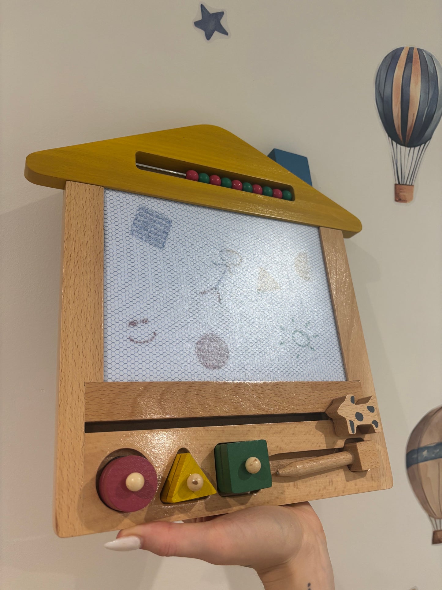 Wooden Magnetic Drawing Board with Shapes