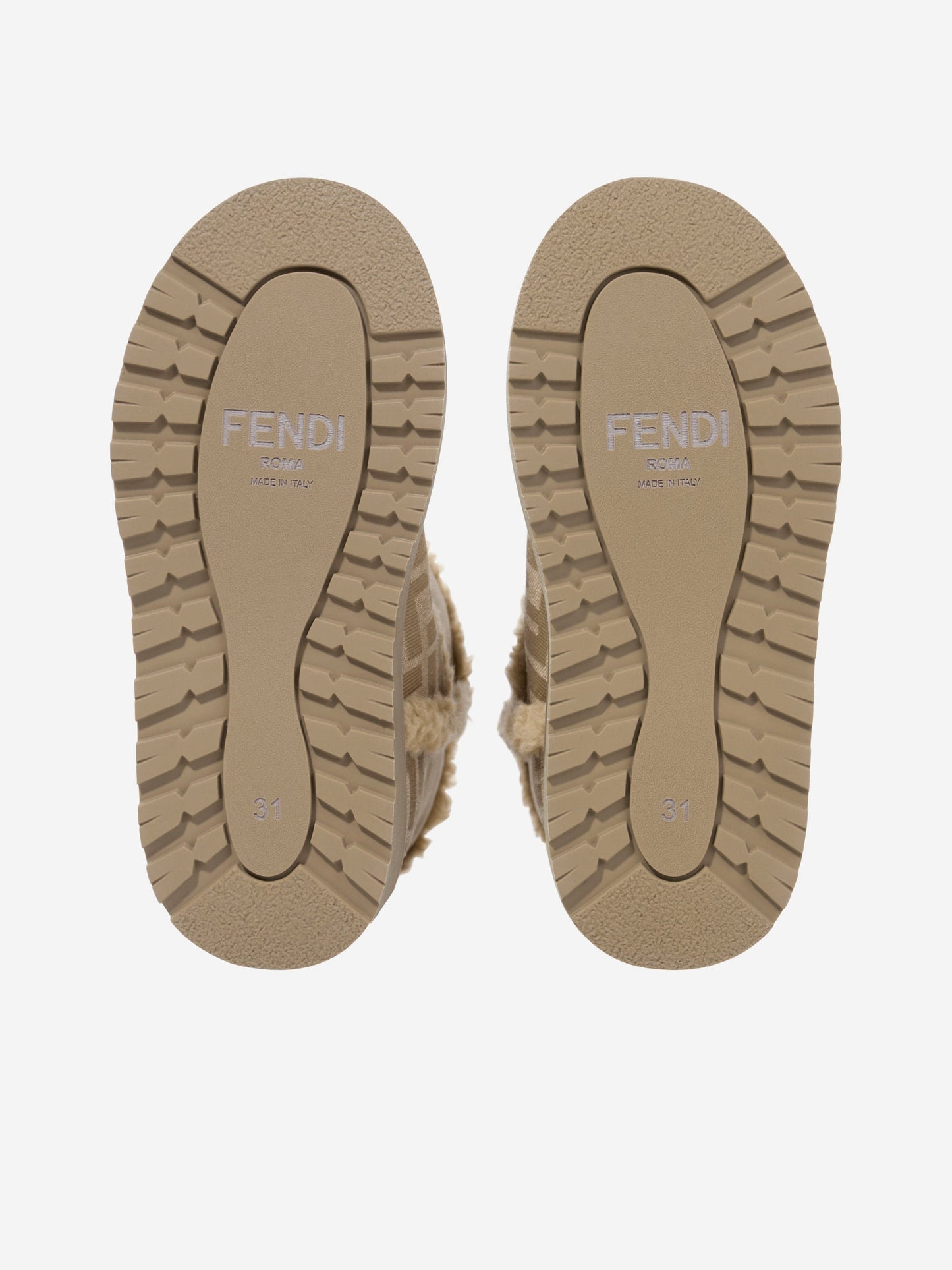 Fendi Kids Jacquard FF Boots in Beige