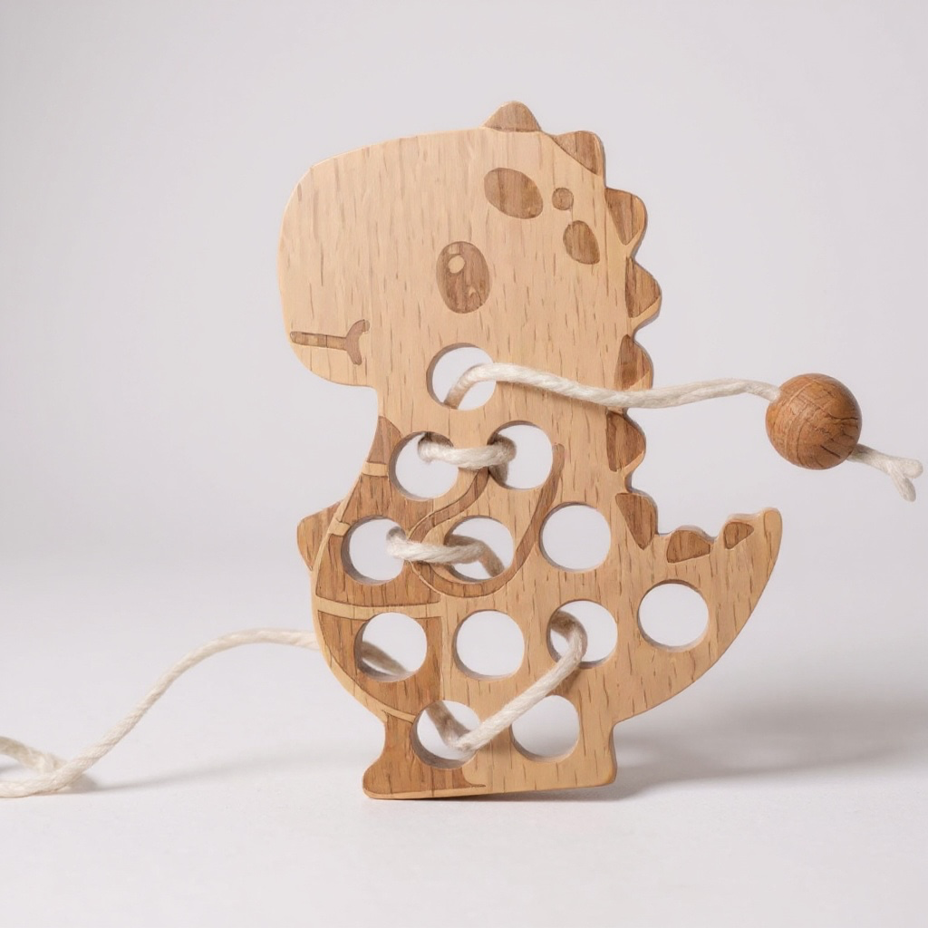 Wooden Dinosaur Lacing Toy