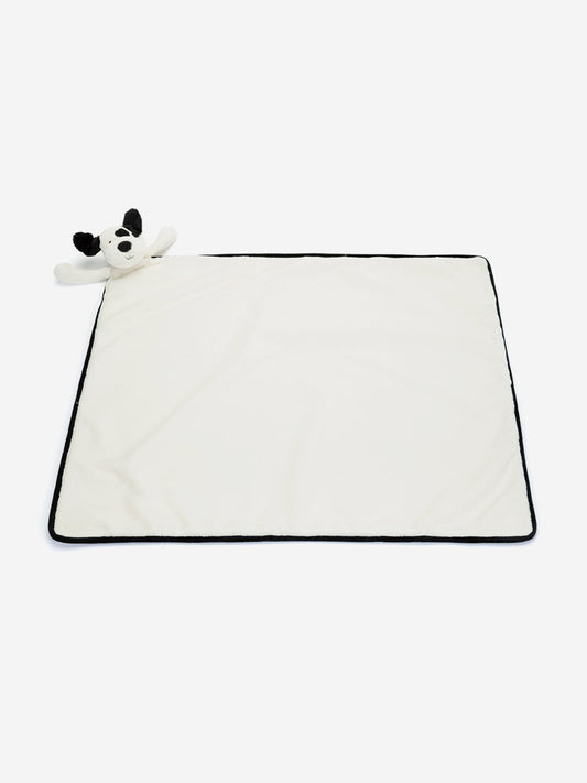 Bashful Black & Cream Puppy Blankie in White (70cm)