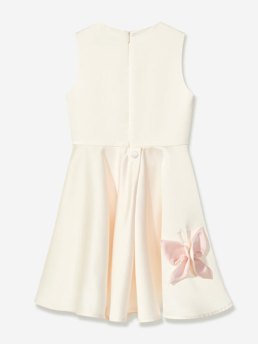 Jessie And James Girls Satin Butterfly Dress in Ivory