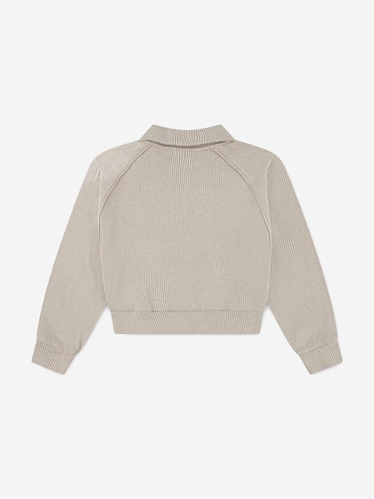 Jordan Girls Quarter Zip Sweatshirt in Beige