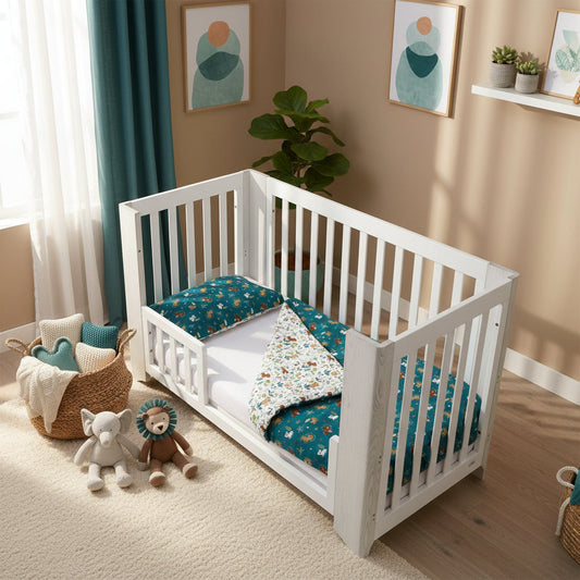 Jungle Organic Cotton Toddler 3 Piece All-in-One 4.0 Tog Quilt Bedding Set with Bumper