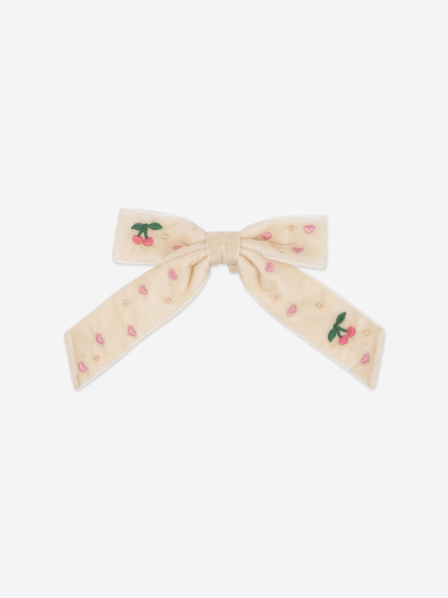 Konges Sløjd Girls Velvet Bow Pearly Hair Clip in Ivory