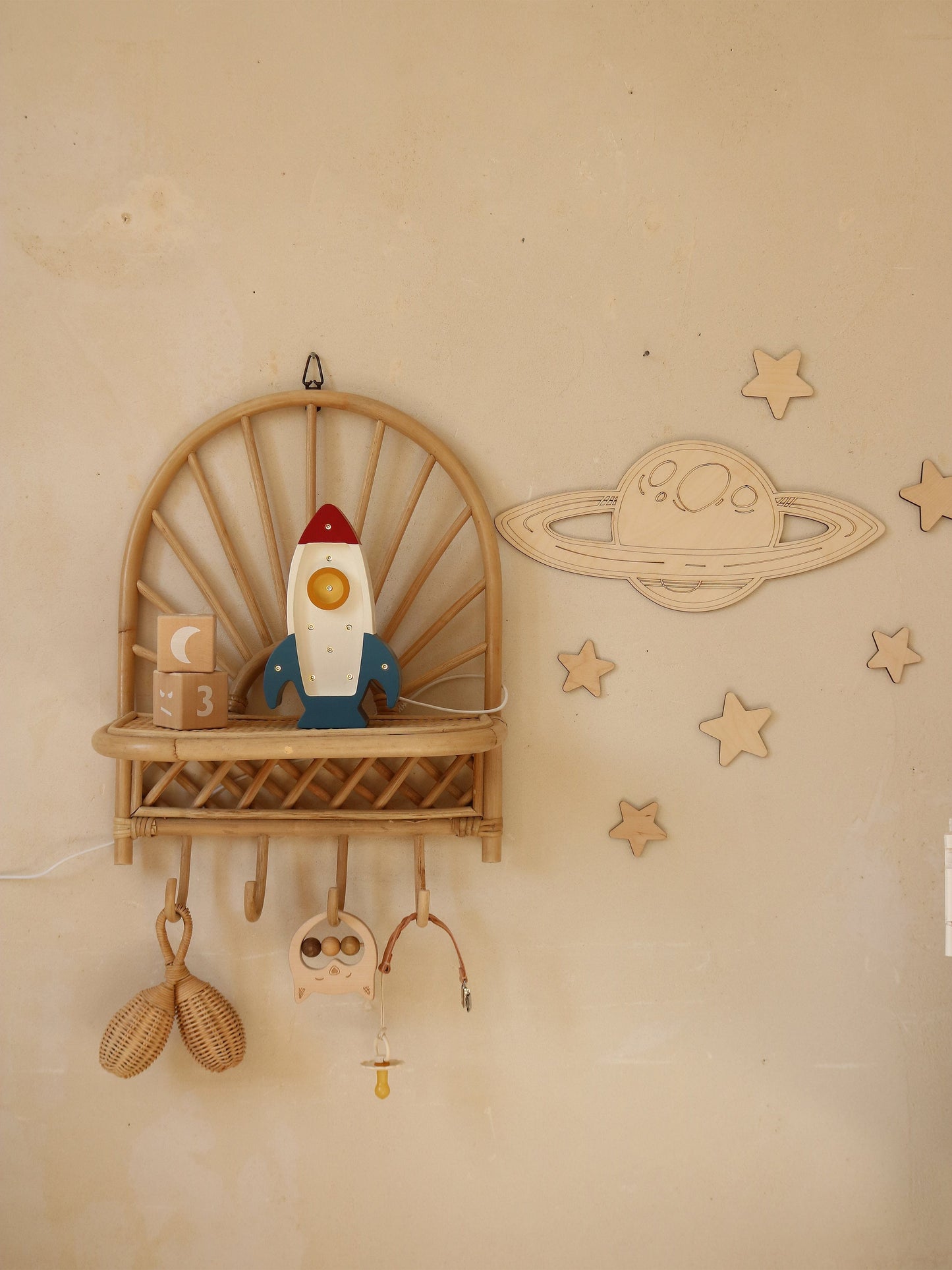 Little Lights Space Rocket Mini Lamp in White (13x22x5.5 cm)