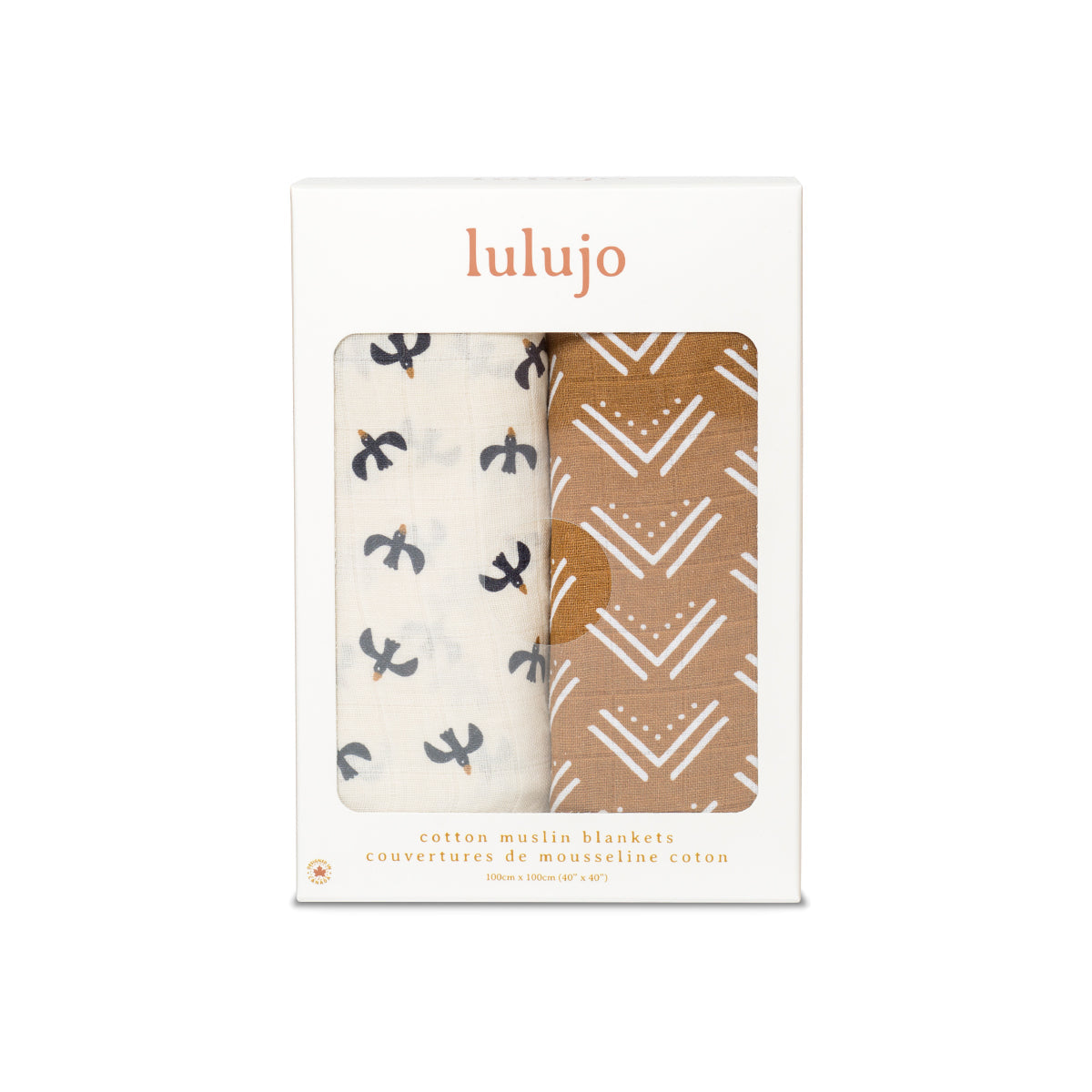 Lulujo - 2 Pack Muslin Swaddles - Blackbird / Mudcloth (100cm x100cm)