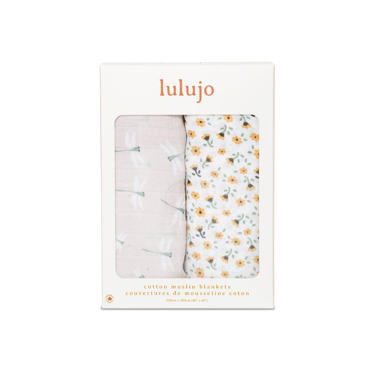 Lulujo - 2 Pack Muslin Swaddles - Vintage Floral / Dragonflies (100cm x100cm)