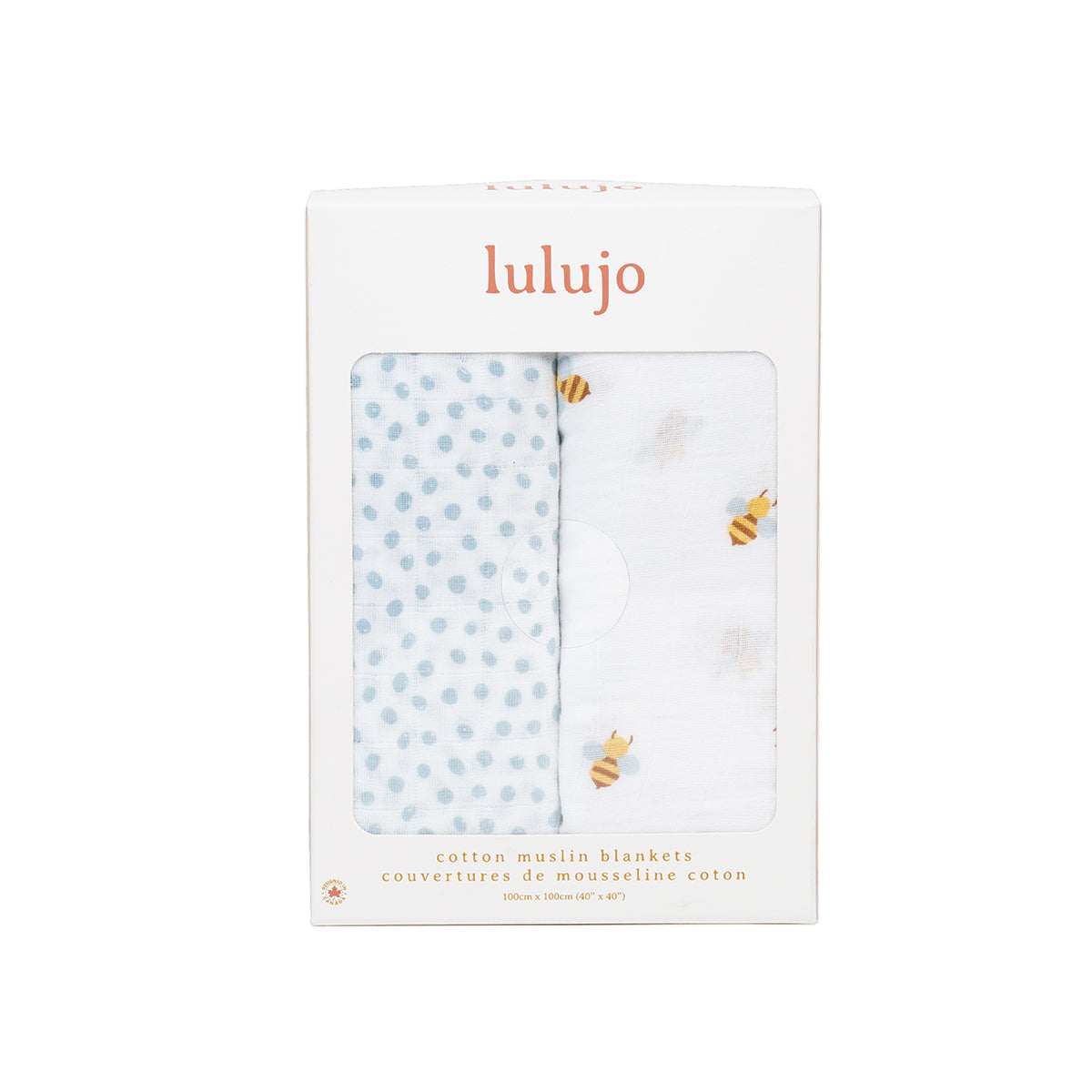 Lulujo - 2 Pack Muslin Swaddles - Bees / Dots (100cm x100cm)