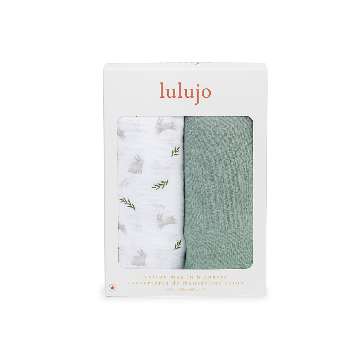 Lulujo - 2 Pack Muslin Swaddles - Bunnies / Fern (100cm x100cm)