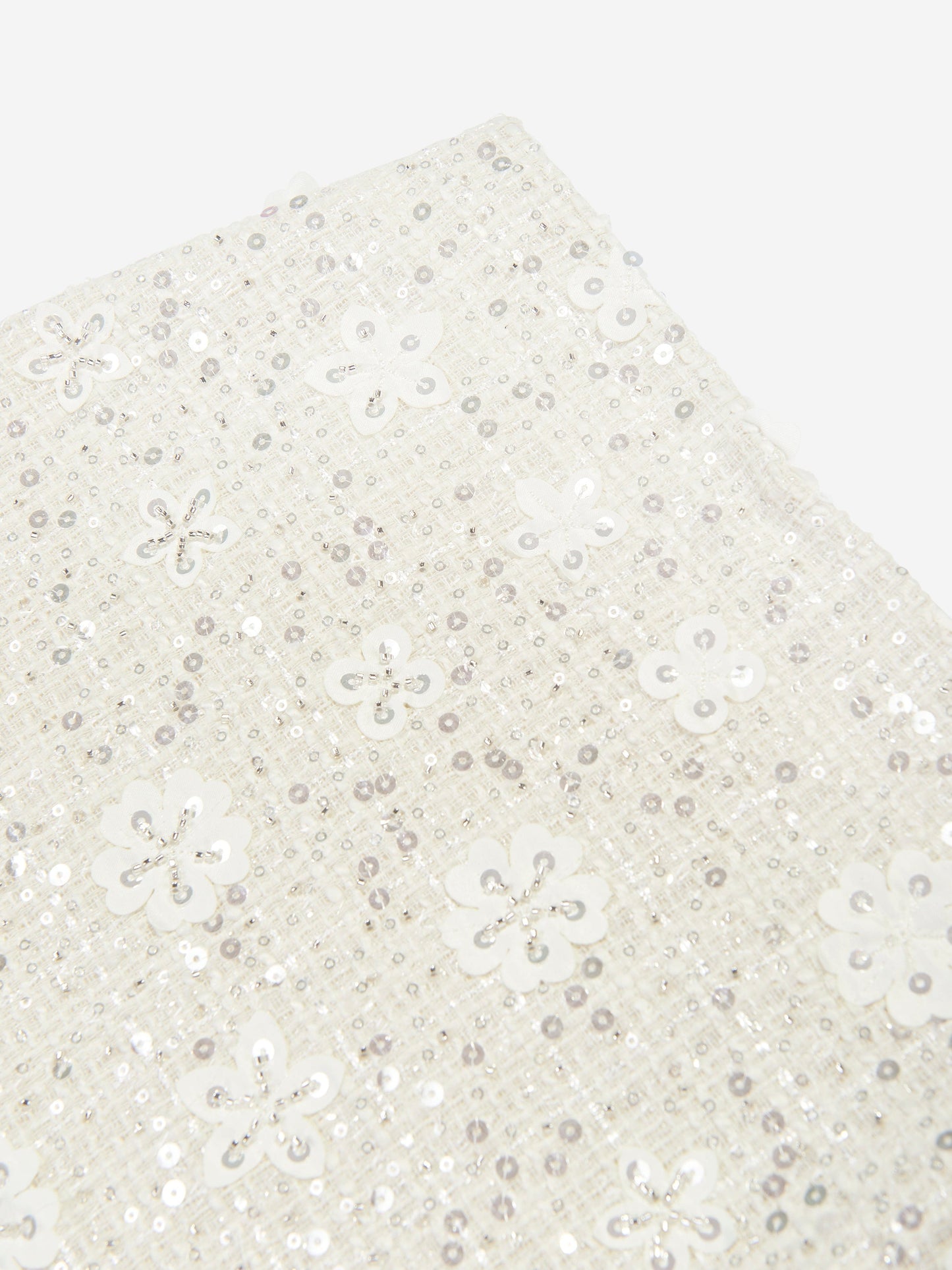 Mama Luma Girls Sequin Embroidered Skirt in Ivory
