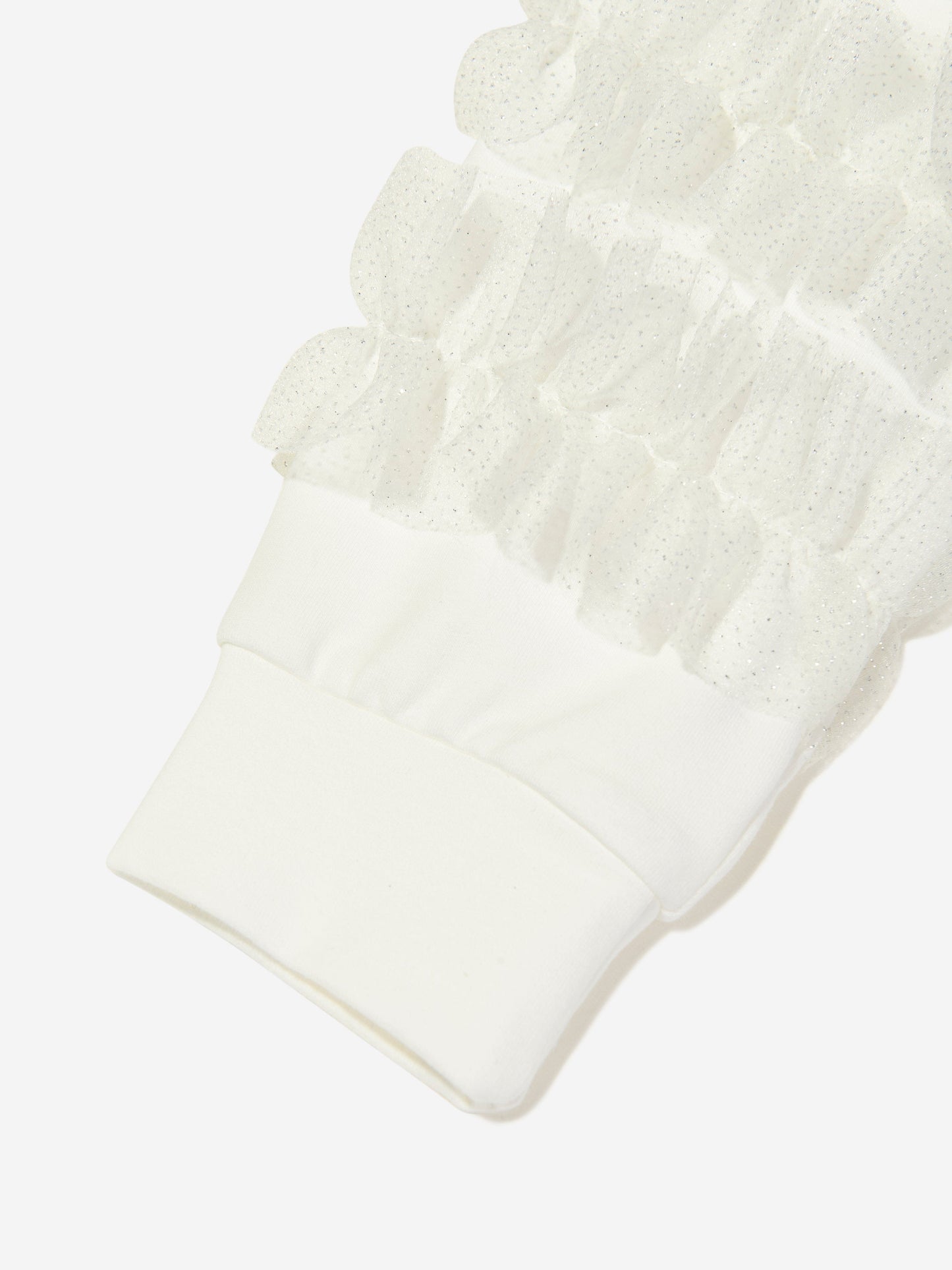 Mama Luma Girls Organza Detailed Sleeve Sweatshirt in White