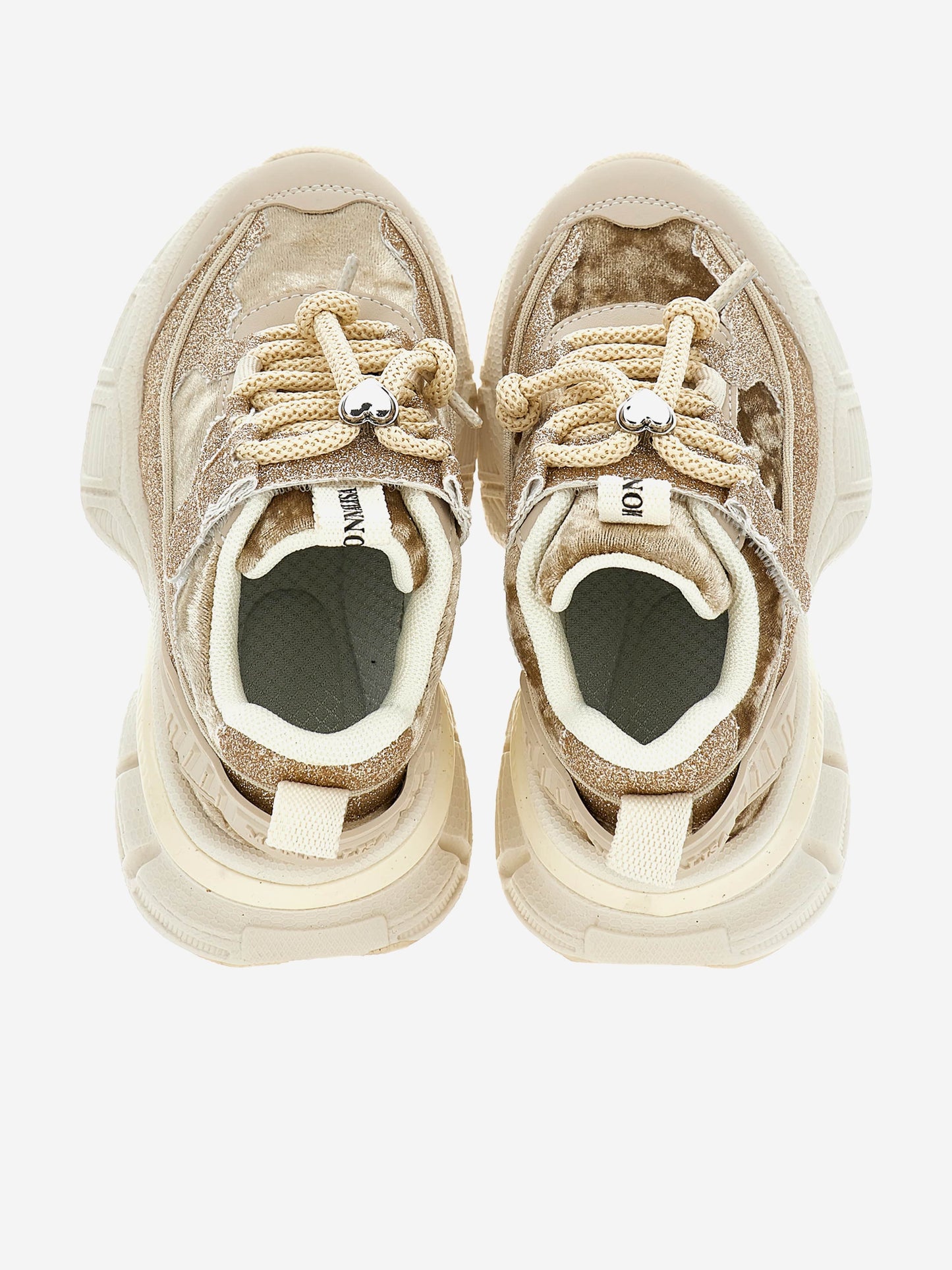 Monnalisa Girls Chunky Glitter Trainers in Beige