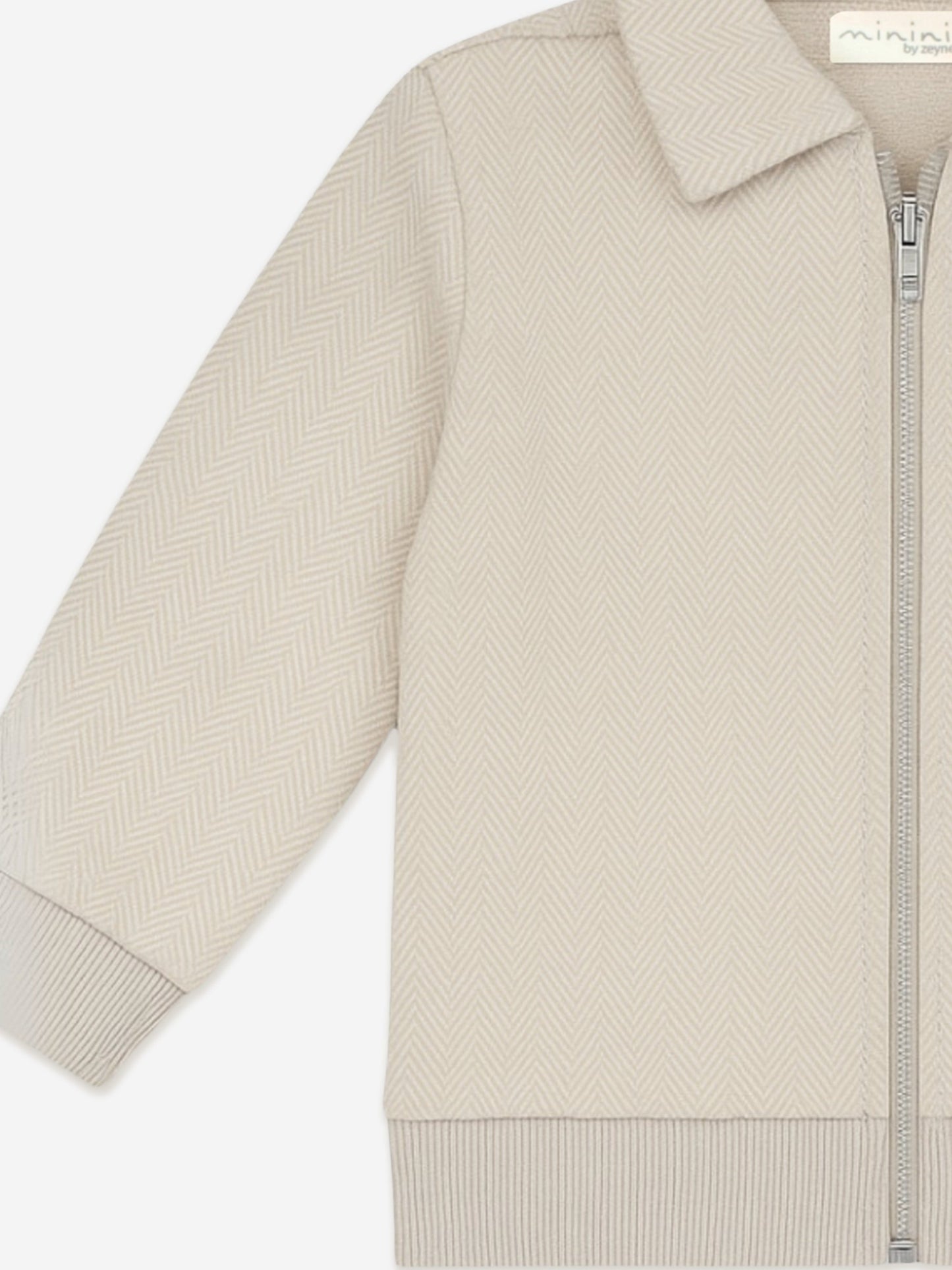 Mininio Boys Knitted Zip Up Jacket in Beige