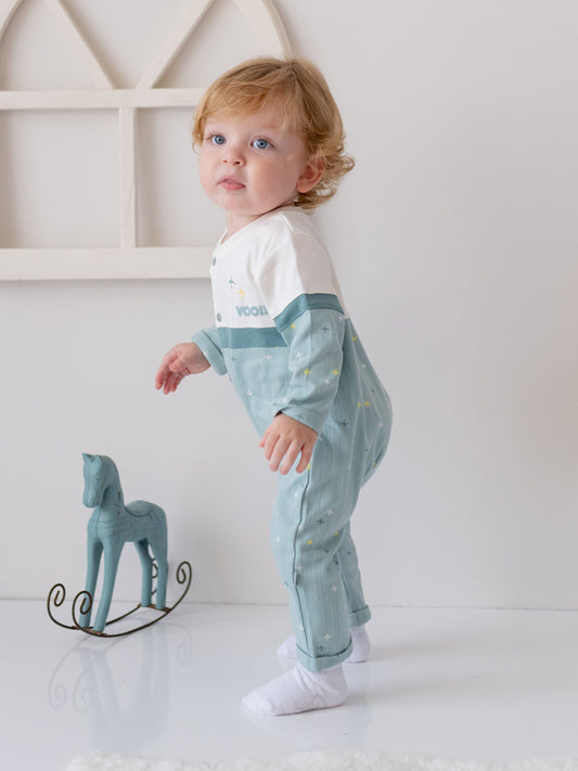 Mininio Baby Boys Knitted Overall in Green