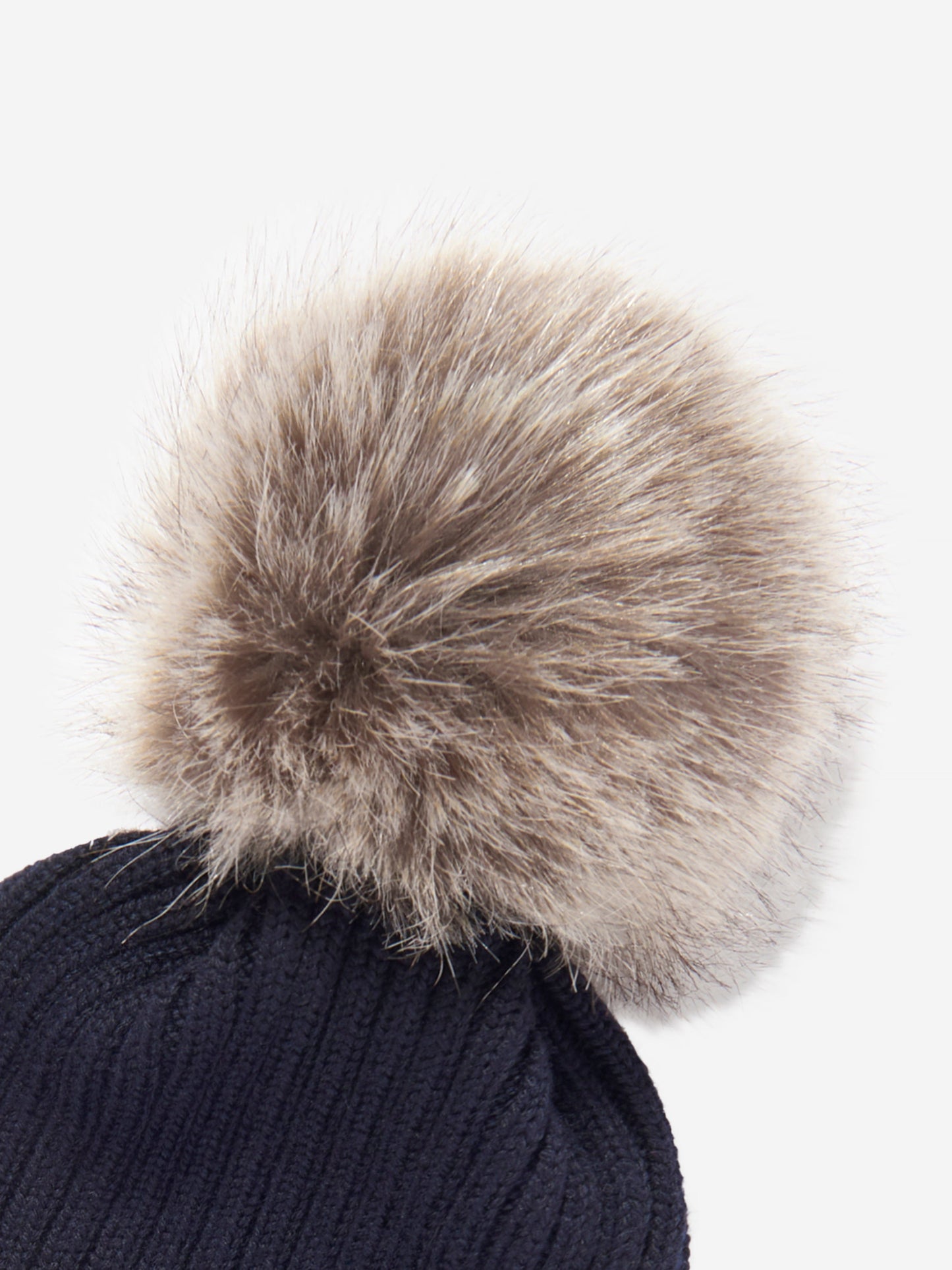 Moncler Enfant Girls Knitted Pom Pom Hat in Navy
