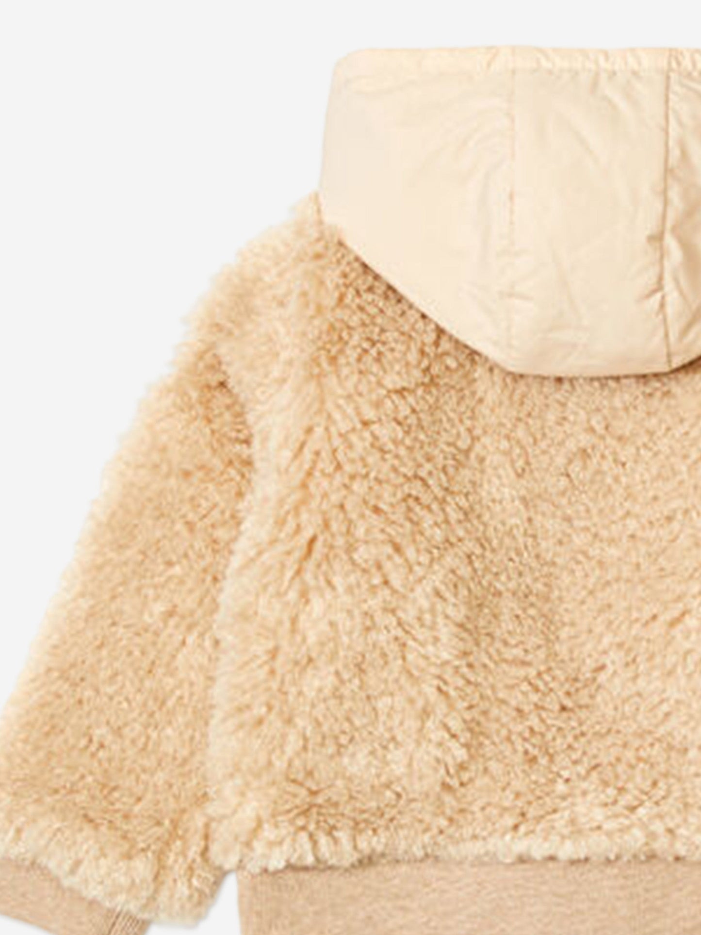 Moncler Enfant Girls Teddy Fleece Zip Up Cardigan in Beige