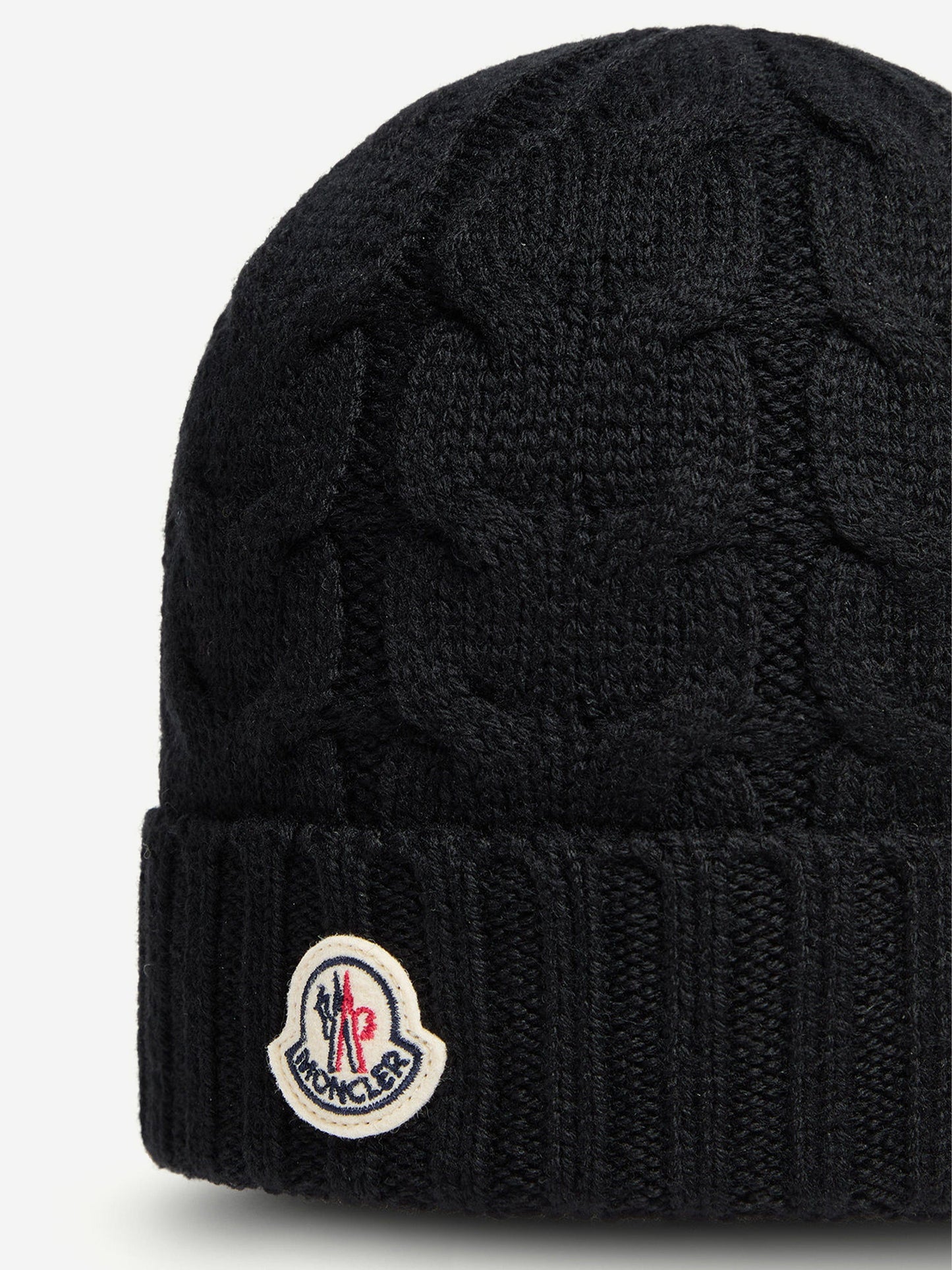 Moncler Enfant Boys Wool Knit Beanie Hat in Black