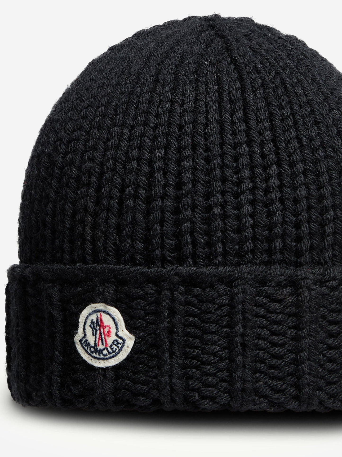 Moncler Enfant Girls Wool Knit Beanie Hat in Black