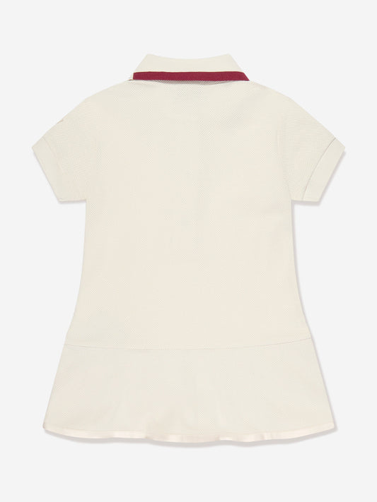 Moncler Enfant Girls Logo Polo Dress in Ivory