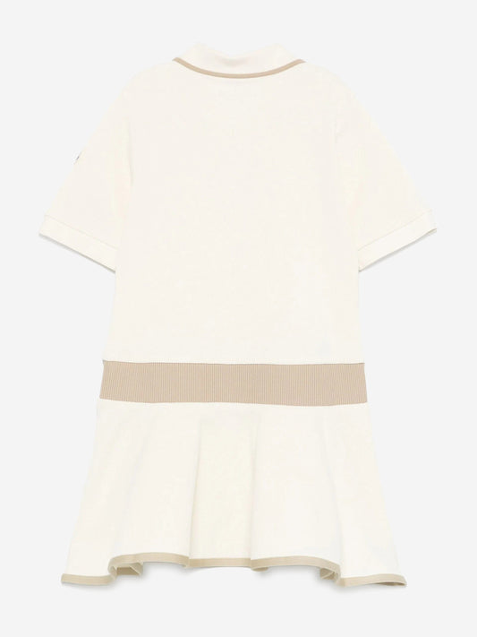 Moncler Enfant Girls Logo Polo Dress in Ivory