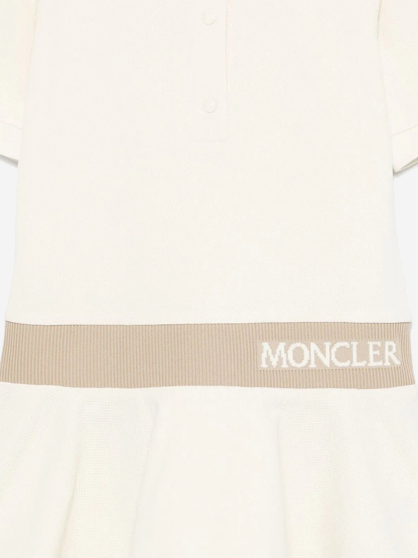 Moncler Enfant Girls Logo Polo Dress in Ivory