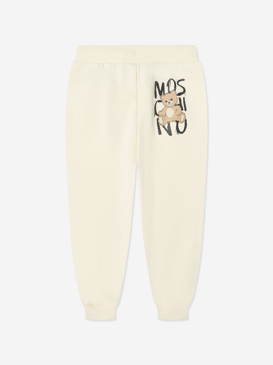 Moschino Kids Teddy Bear Logo Joggers in Ivory