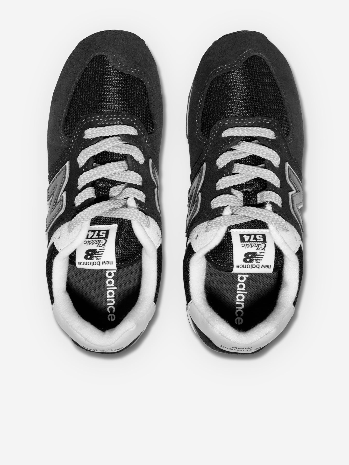 New Balance Kids 574 Lace Up Logo Trainers in Black